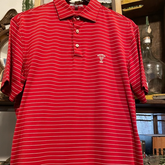 Vintage Peter Millar Macbeth red striped short sleeve polo shirt. Size Medium - Picture 5 of 5